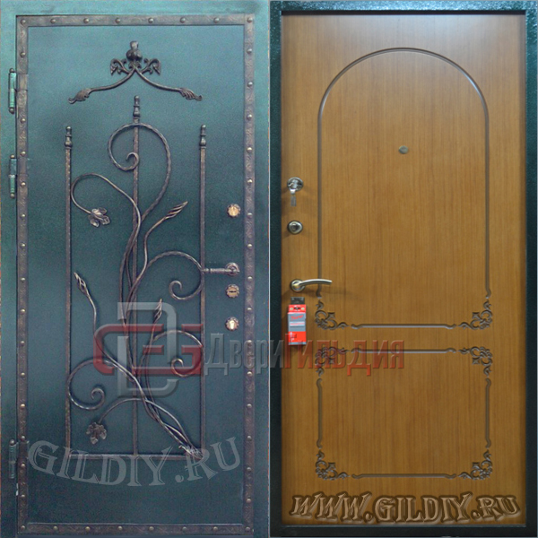 Стальная дверь с ковкой КД-14
